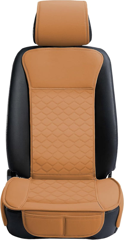 Elantrip 2PCs Front Car Seat Covers Leather Water Proof Seat Protector Universal fit for Most Cars SUVs and Trucks Black