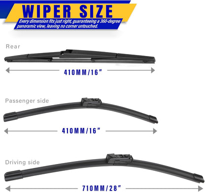 3 wipers Replacement for 2019-2023 2024 2025 2026 Subaru Forester, Windshield Wiper Blades Original Equipment Replacement - 26"/17"/14" (Set of 3) - Colors B