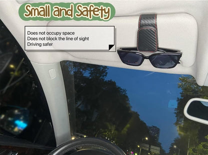 CHOSMOYI Magnetic Leather Sunglass Holder for Car, Sunglasses Clip for Car Visor, Auto Interior Accessories Universal for Different Size Eyeglasses (Black)