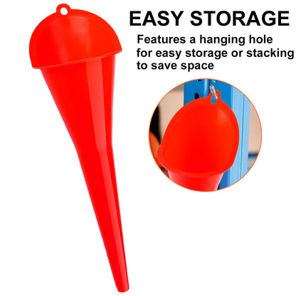 3-Pack Long-Neck Oil Funnels, 11" Multi-Purpose Funnels for Automotive & Motorcycle Use – Reusable Funnel for Oil, Gas & Transmission Fluid (Orange&Blue&Black)