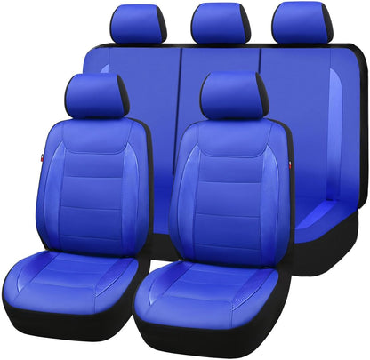 Flying Banner Carbon Fiber Leather Vehicle Seat Covers, Leopard Gray Black, Universal Fit - 8PCS