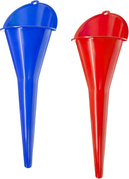 2PCS Oil Funnel, Flexible Multi-Function Automotive Oil Funnel, Spill-Proof Plastic Long Neck Engine Funnels Set for Gas Lubricants Water Diesel Fuel Kerosene, Car Accessories (Blue)