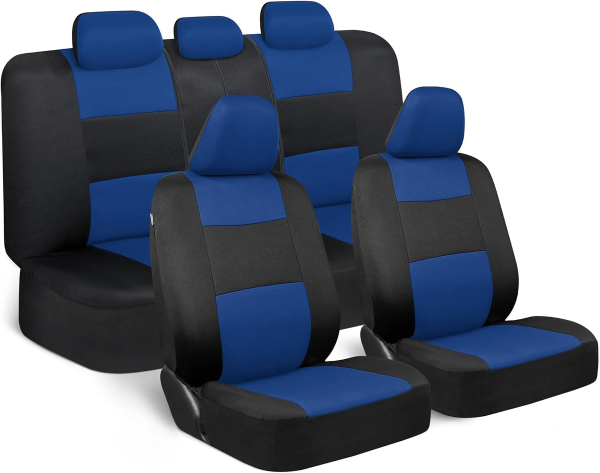 BDK PolyPro Car Seat Covers Full Set in Charcoal on Black – Front and Rear Split Bench for Cars, Easy to Install Cover Set, Accessories Auto Trucks Van SUV