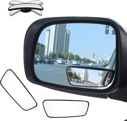 Upgrade HD Glass Wide Angle Blind Spot Mirror, Frameless 360 Adjustable Convex Rear View Mirror for Cars, Trucks and SUV - Big Fan Shaped 2pcs