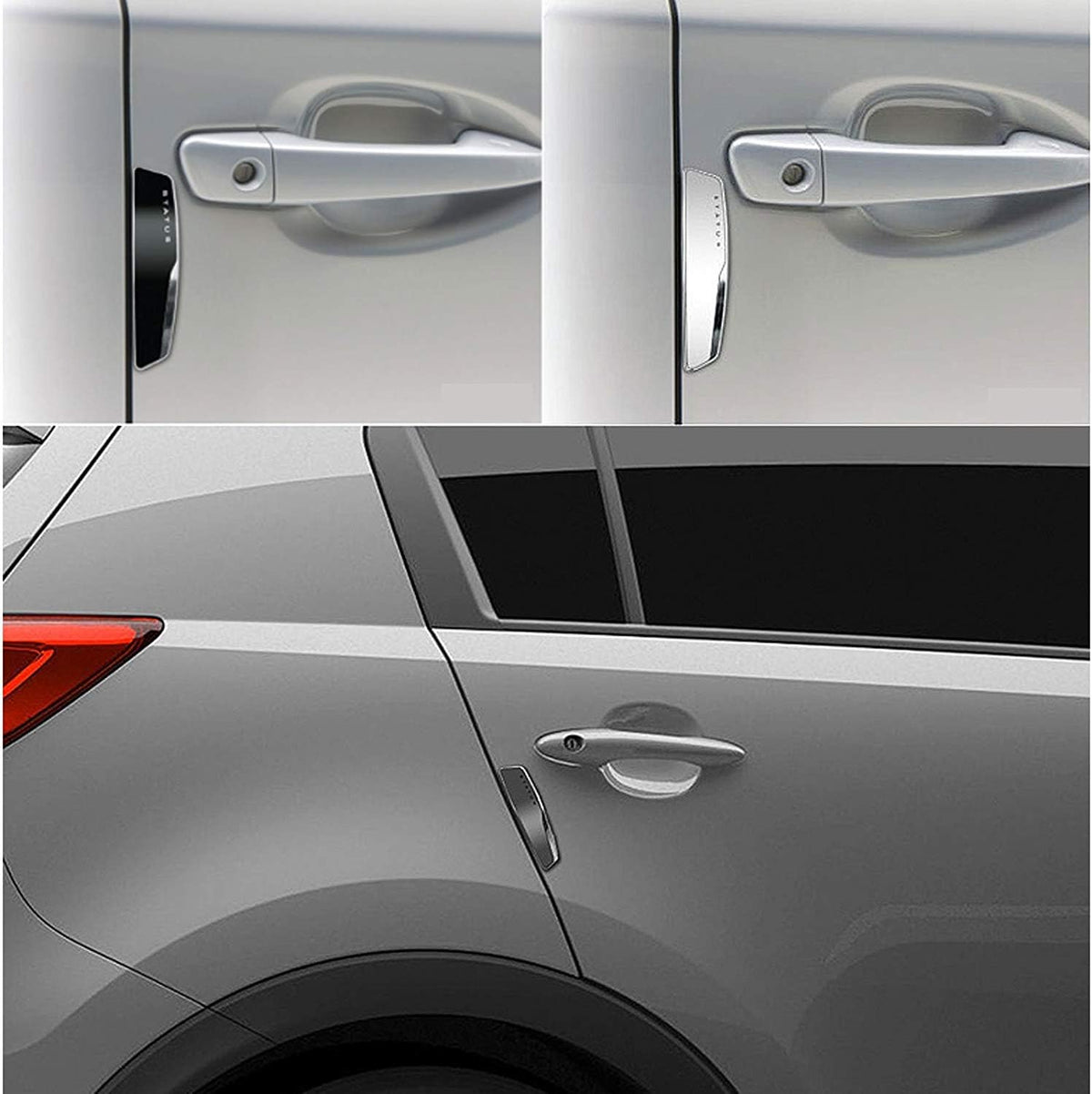 STATUS 4Pcs High Glossy Slim Door Edge Guards Bumper Protector Trim Guard Sticker Molding for Motors Auto Vehicle (White)