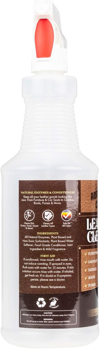 Amazing Leather Cleaner/Conditioner/Deodorizer | Powerful, Natural Enzyme Cleaner | USA Made | Great for Leather & Vinyl, Furniture, Boots, Purses, Clothing & More Removes Stains Spray & Wipe (16oz)
