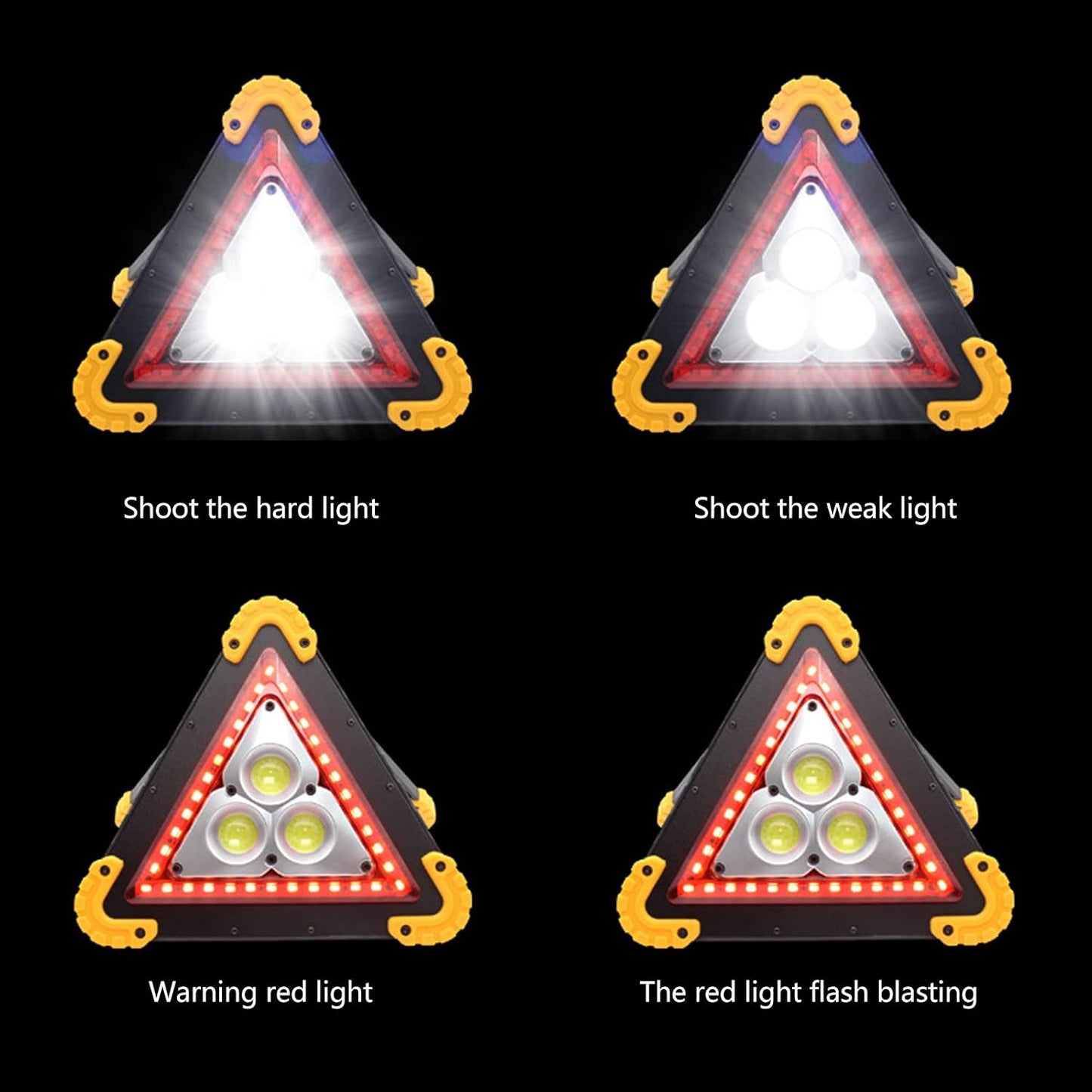 Warning Triangle Light, LED Emergency Triangle Light, Portable Multifunctional Car Warning Triangle Lamp Triangle Cob Work Light for Vehicle Truck Accident Car Repairing