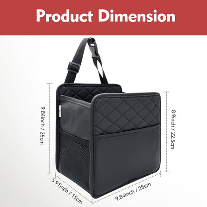 Witaxima Upgrade Car Seat Organizer Backseat with Storage Pockets, Multipurpose Car Organizer Hanging, Car Trash Bag Can,Premium PU Leather Garbage Can 2.14 Gallon Large Capacity, Black.