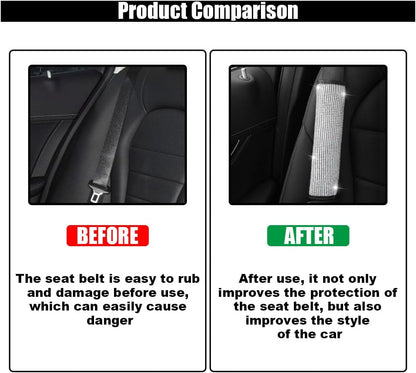 GLSOWEE 2PCS Bling Car Seat Belt Shoulder Pads, Bling Rhinestones Seat Belt Covers for Women, Car Seatbelt Strap Pad with Crystal Diamond, Car Interior Accessories for Car SUV (Black Diamond)
