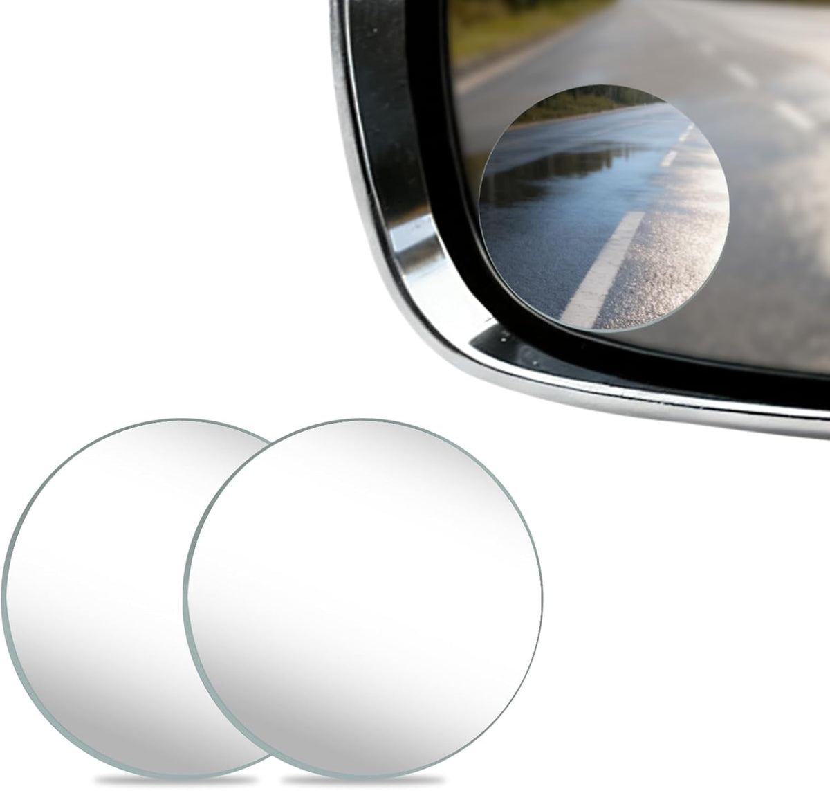 ZUFECY 2-Pack 360° Adjustable Blind Spot Mirrors - 2" Frameless Convex Glass for Sedans, Trucks & SUVs