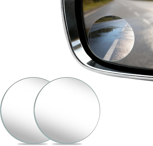 ZUFECY 2-Pack 360° Adjustable Blind Spot Mirrors - 2" Frameless Convex Glass for Sedans, Trucks & SUVs