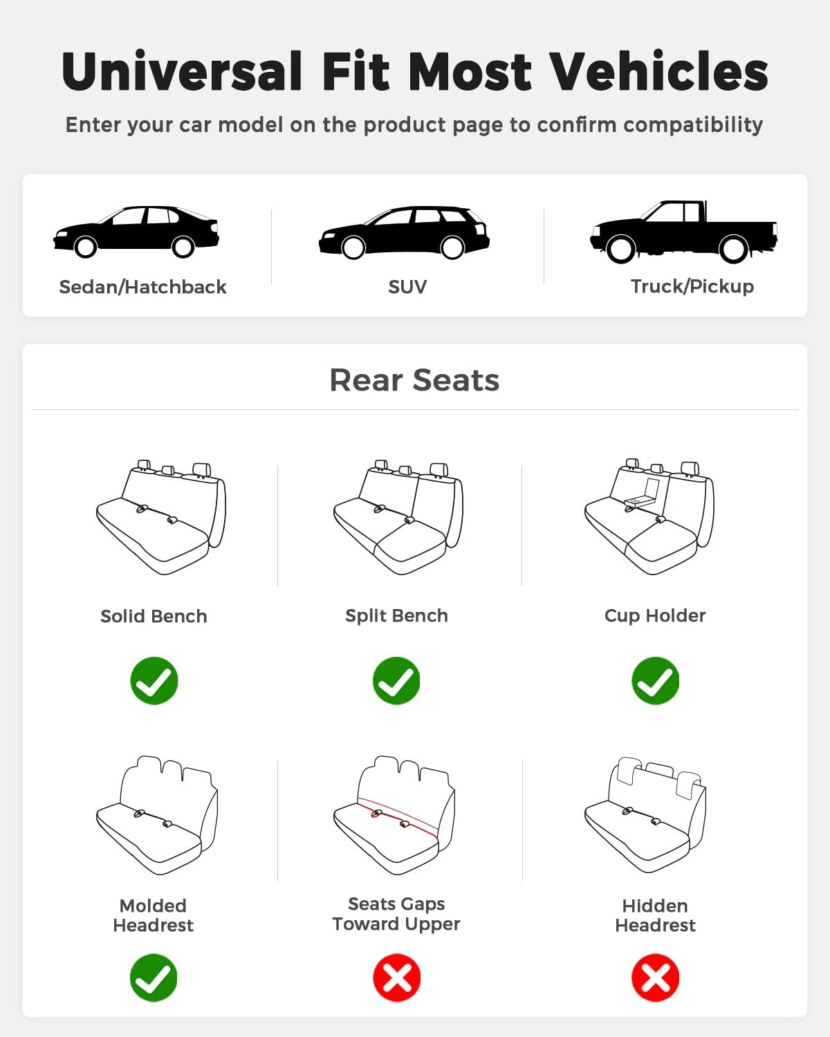 Huidasource Coffee Seat Covers Full Set, Universal Fit for Most Cars Trucks SUV, Full Coverage Leather Seat Cover, Airbag, Cupholder Compatible, Velcro Adjustable, Heaating/Cooling Function Retain
