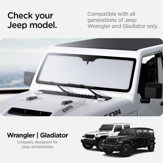 Spigen ZeroGap Windshield Sunshade for Tesla Model Y & 3, Maximum UV & Heat Protection, Dual Layer with Pocket | Car Accessories for Model Y Juniper, Model Y L, Model 3 Highland | Gift for Tesla Owner