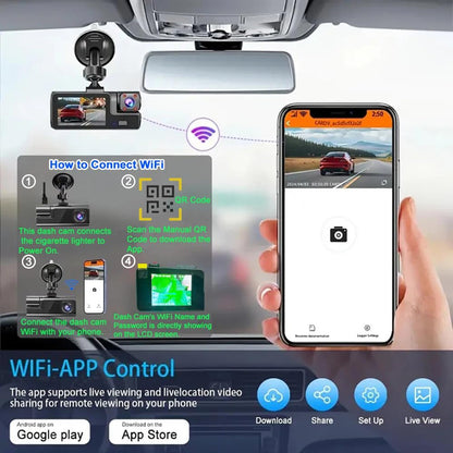 1080P Dual Dash Camera for Car Front and Inside Dashcam Car Security Video Recorder,170°Wide Angle Vehicle Cam,WDR,G-Sensor,2’’ IPS Screen,Loop Recording,Night Vision (Dual Dash Cam Without Card)
