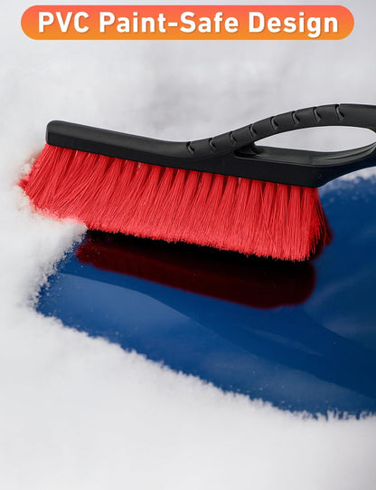 EcoNour 27" Car Snow Brush and Ice Scrapers for Car Windshield (2 Pack) | Scratch Free Bristle Head Snow Brush & Tough Window Snow Scraper with Aluminium Body | Snow Removal Winter Car Accessories