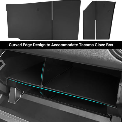 Glove Box Dividers Organizer Compatible with Toyota 2016-2020 2021 2022 2023 Tacoma Accessories Black ABS Material Center Console Organizer