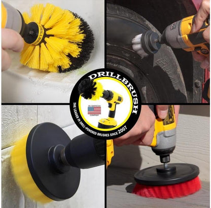 Interior Car Detailing Drill Brush Set - Soft Bristle Power Scrubber Attachments for Cleaning Car, Truck, Upholstery, Carpet, Leather, Seats, Wheels, Rims, Dash, Console, & Trim - Nylon Auto Scrubber