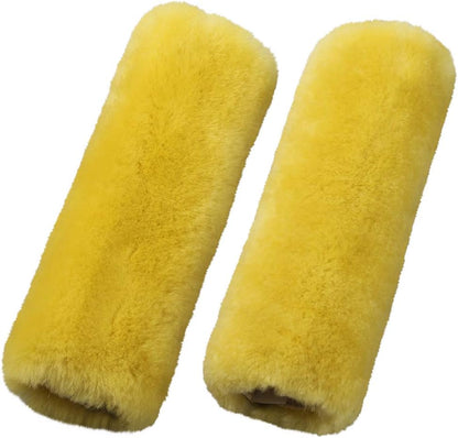 OGLAND Authentic Sheepskin Car Seat Belt Pad,2 Pack Soft Seat Belt Cover for Shoulder Pad Neck Cushion Protector Car Accessories by Genuine Natural Merino Wool (Misty Gray) - Colors B
