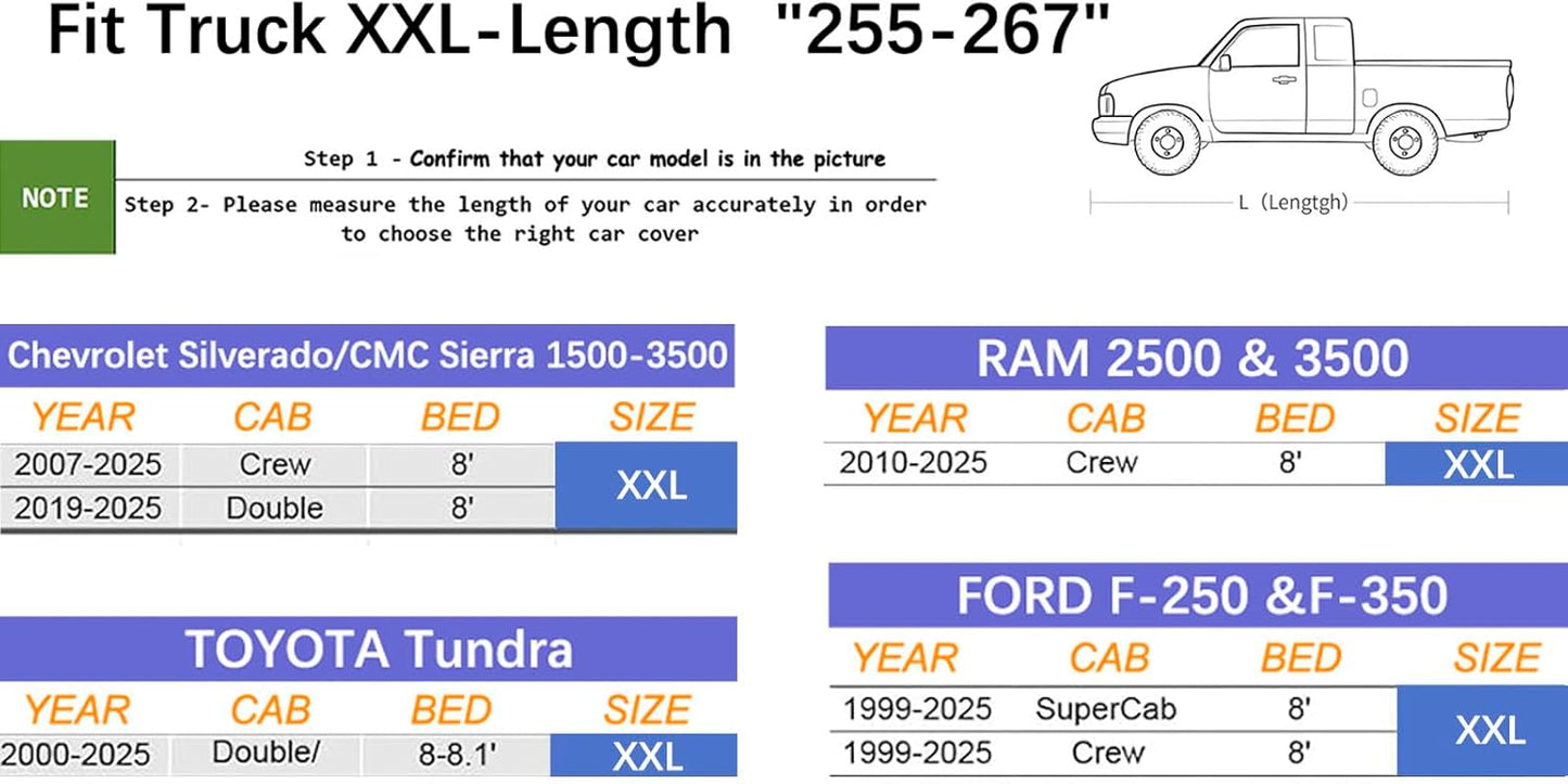 SUV car Cover All Weather Waterproof Murano, Subaru Outback/Solterra，Cadillac XT5/SRX, Buick Envision and Other Models -Outdoor Sunshade Protection with Zipper (Length 188 to 195 inch)
