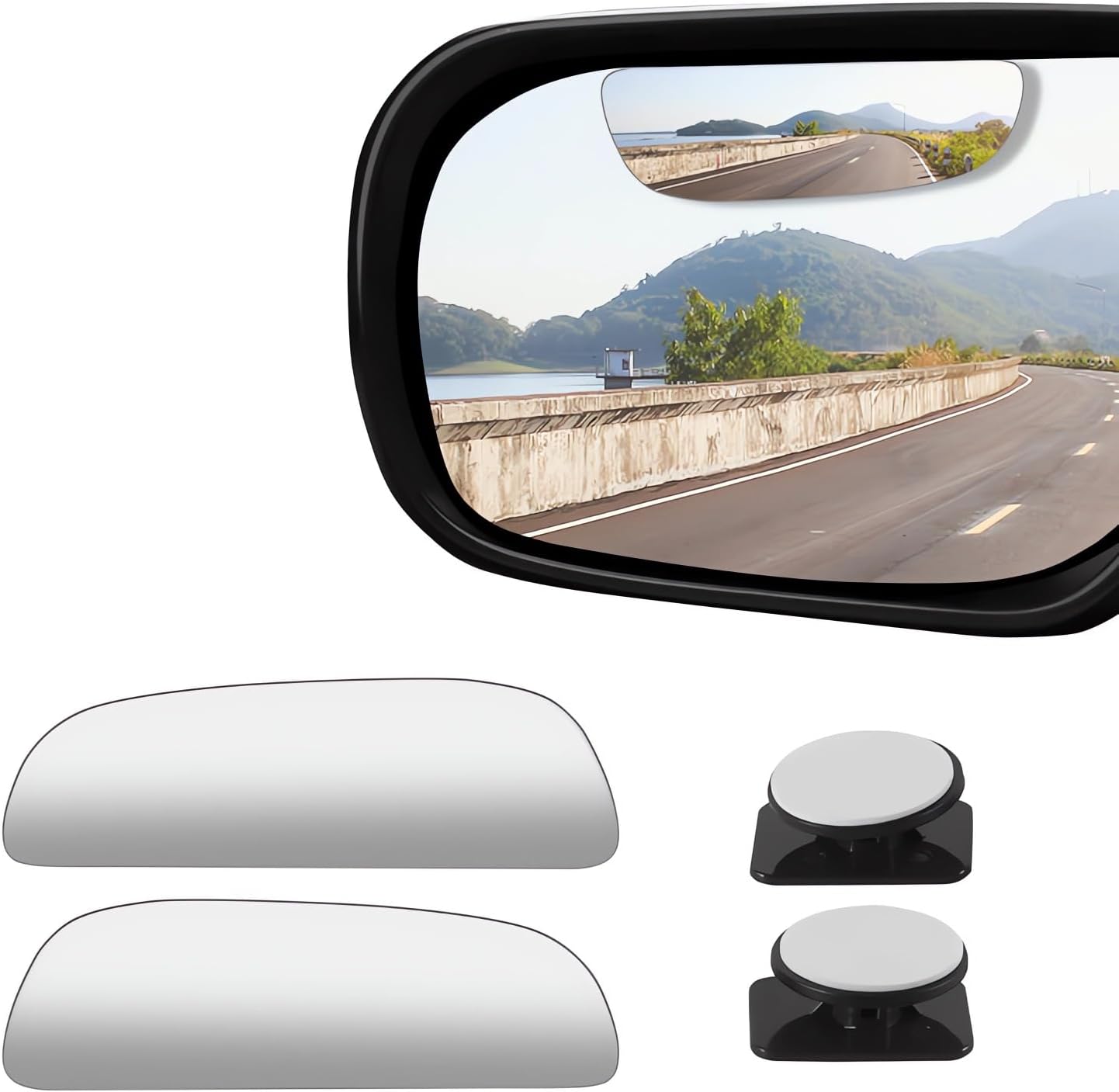 2 pcs Blind Spot Mirrors, 2" Round HD Glass Convex 360° Wide Angle Side Rear View Mirror with ABS Housing for Cars SUV and Trucks, Black, Pack of 2