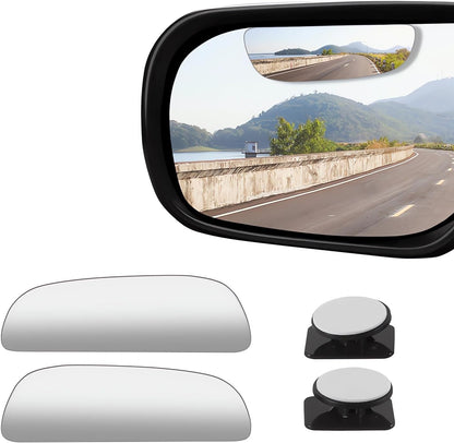 2 pcs Blind Spot Mirrors, 2" Round HD Glass Convex 360° Wide Angle Side Rear View Mirror with ABS Housing for Cars SUV and Trucks, Black, Pack of 2