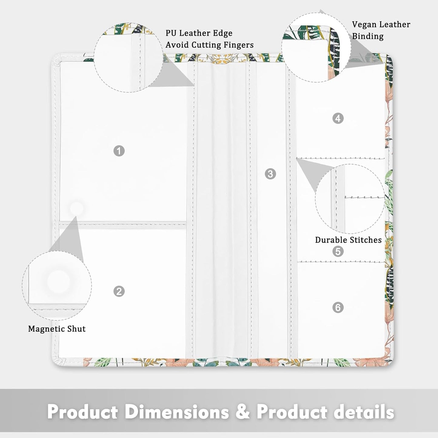 Car Registration and Insurance Holder, with Magnetic Closure for License, Cards and Documents, All Vehicle Needs and Car Accessories (Leopard-Black)