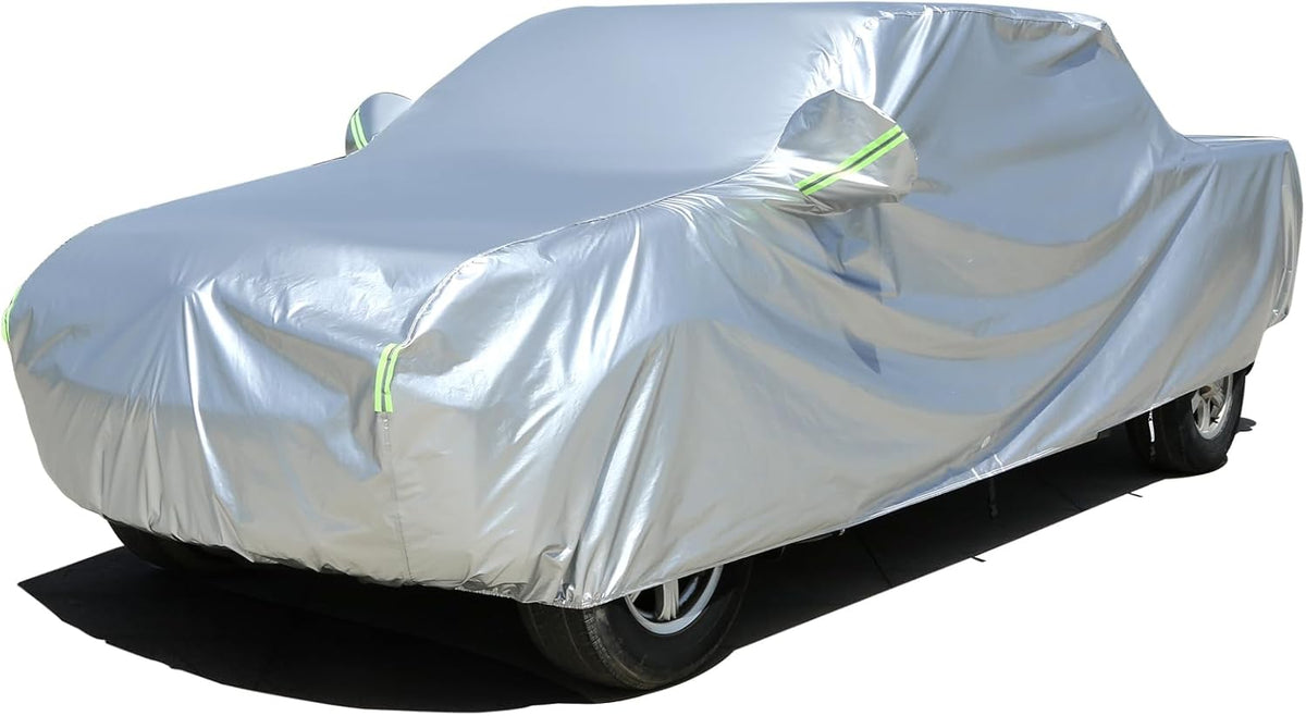 Tecoom Heavy Duty Multiple Layers Car Cover All Weather Waterproof Windproof Reflective Snow Sun Rain Protective Outdoor with Buckles and Belt Fit 191-200 Inches Sedan