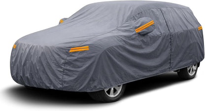 Coverlex Large Car Cover for SUV, Outdoor SUV Cover Universal Fit for Dodge Durango, Audi Q7, BMW X5, Benz GLE, Acura MDX, CX-9, VW Atlas, Jeep Grand Cherokee, Infiniti QX60, Length 201 Inches