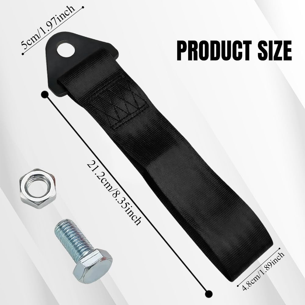 Racing Tow Strap, Tow Strap with Hooks, Sports Trailer Belt, Car Modification High Strength Nylon Traction Rope Decor Trailer Hook Belt Fit for Front or Rear Front Bumper Decoration (Red)