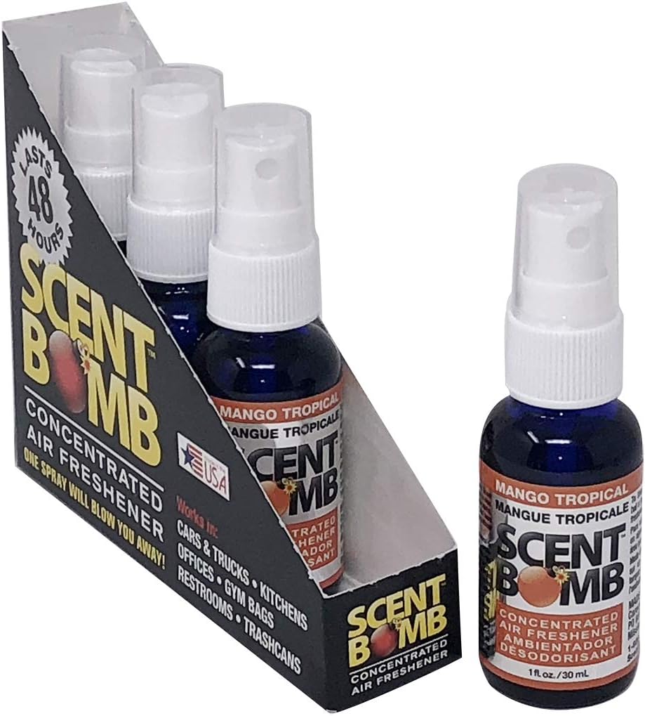 Scent Bomb Air Freshener Spray, Long-Lasting Odor Eliminator - Effective Deodorizer for Home & Car, Fresh Room Spray for Kitchen, Bathroom & Smell Neutralizer - 1 oz Pack of 4, Black Cherry Scent