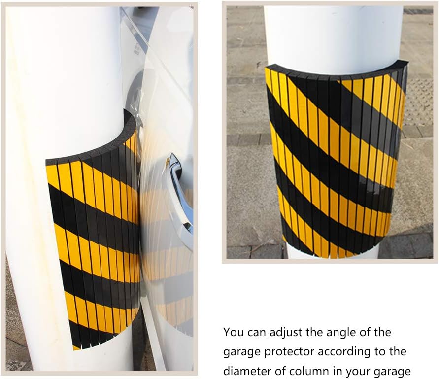 Garage Wall Protector Foam Wall Column Guard for Parking Garages - Reflective Edge Protector - 4 Pack Pole Guard - Wall Edge and Bumpers Guards