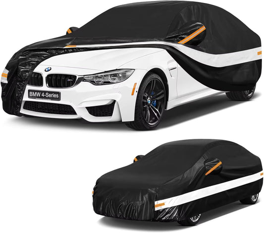 10 Layers Car Cover Custom Fit for Mercedes Benz C Class C250 C300 C43 C63 (1993-2026), Waterproof All Weather for Automobiles, Outdoor Full Cover Sun Dust Rain Protection with Cotton. Black - Colors B