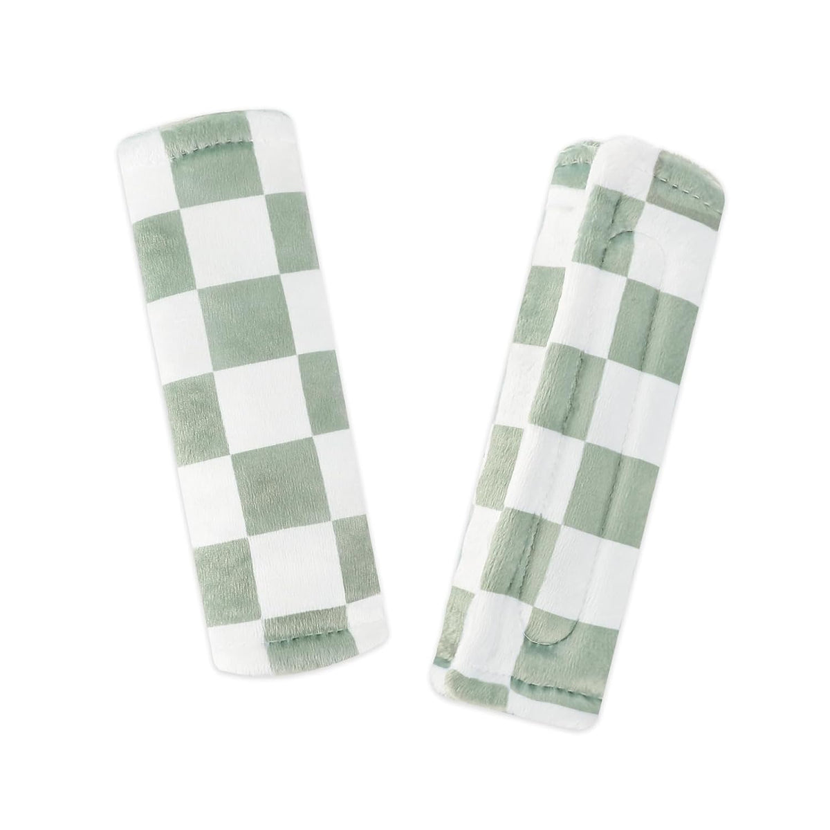 DILIMI Baby Car Seat Belt Covers, 2Pcs Carseat Shoulder Strap Pads, Soft Minky Car Seat Neck Covers, Newborn Car Seat Strap Protectors, Stroller Strap Covers for Baby Kids, Green Checkered