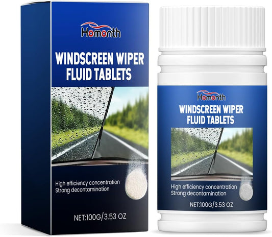 Surakey 100g Car Windshield Washer Fluid Concentrated Clean Tablets,Windshield Wiper Fluid Solid Effervescent Tablet, Remove Glass Stains,Clear Vision Professional Car Window Cleaner