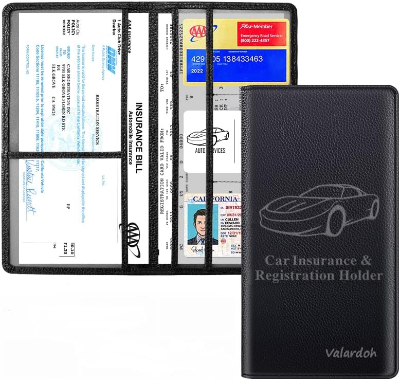 Valardoh Premium Car Registration and Insurance Card Holder, Car Document Holder for Cards, Driver License & other Essential Documents (Pink)
