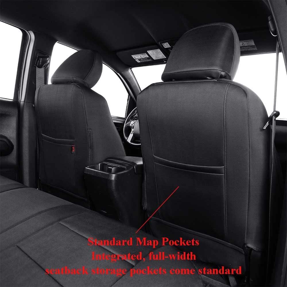 EKR Tacoma Car Seat Covers Custom Fit for Toyota Tacoma (Petrol) 2024 2025 2026 DoubleCab/CrewCab SR/SR5/TRD Sport/TRD Off-Road/Limited -Truck Seat Covers Full Set,Faux Leather(Black)