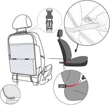 TAIKOO Seat Back Protector + Large Capacity Pocket Storage Organizer,Preventing the Impact of Children Stepping on the Seat Backrest (Black)
