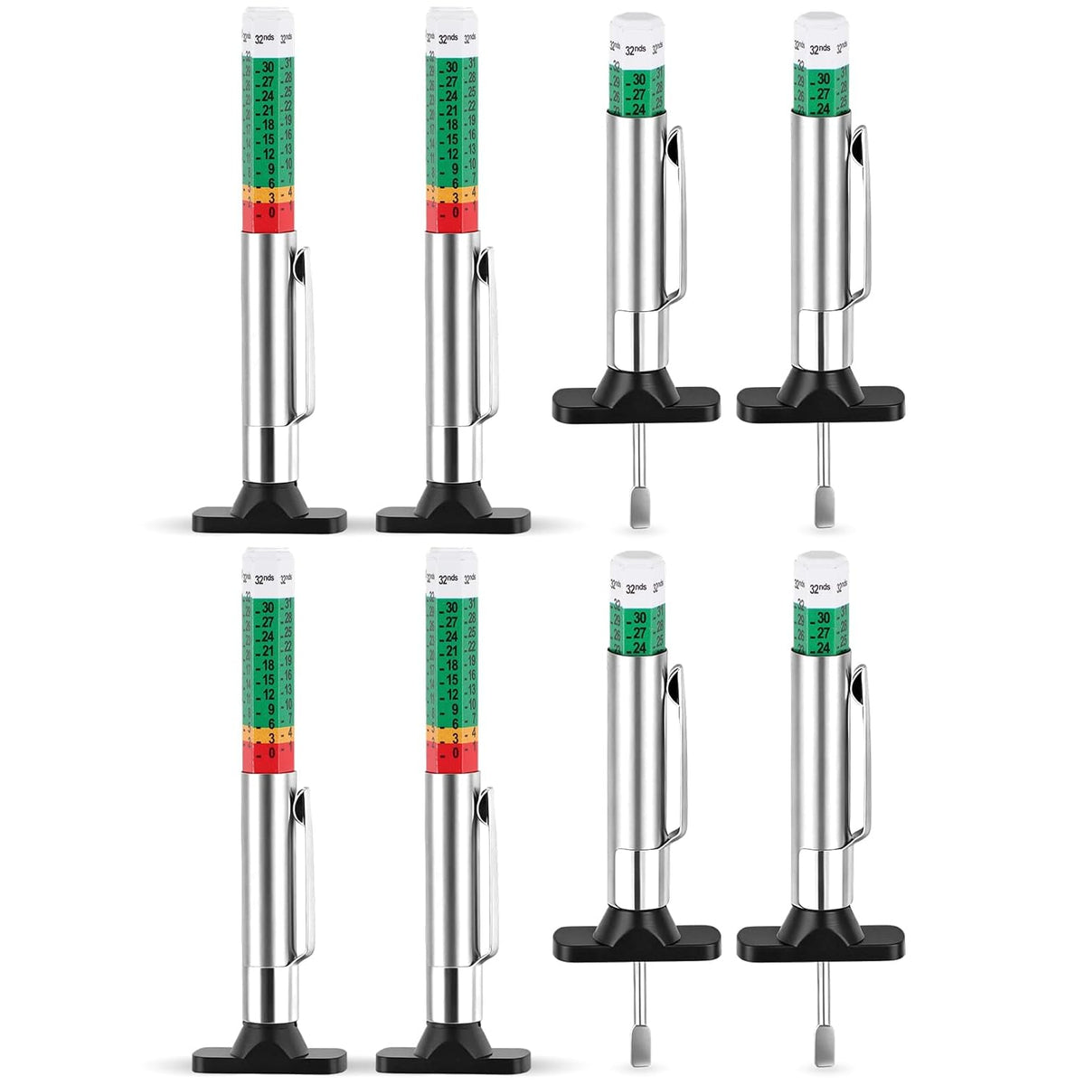 INBOF 4 Pack Tire Tread Depth Gauge, Color Coded Tire Depth Gauge Tool 32nds