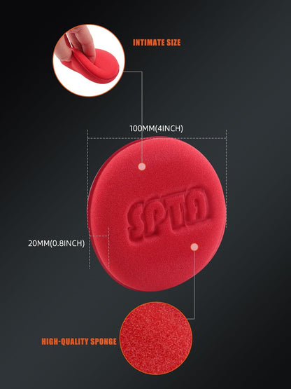 SPTA Tire Shine Applicator, 6Pcs Foam Applicator Pads, Round Shape Side Pressing Hand Polishing Sponge Pads Kit Tire Shine Applicator Pad Tire Dressing Applicator Pad for Applying Tire Shine
