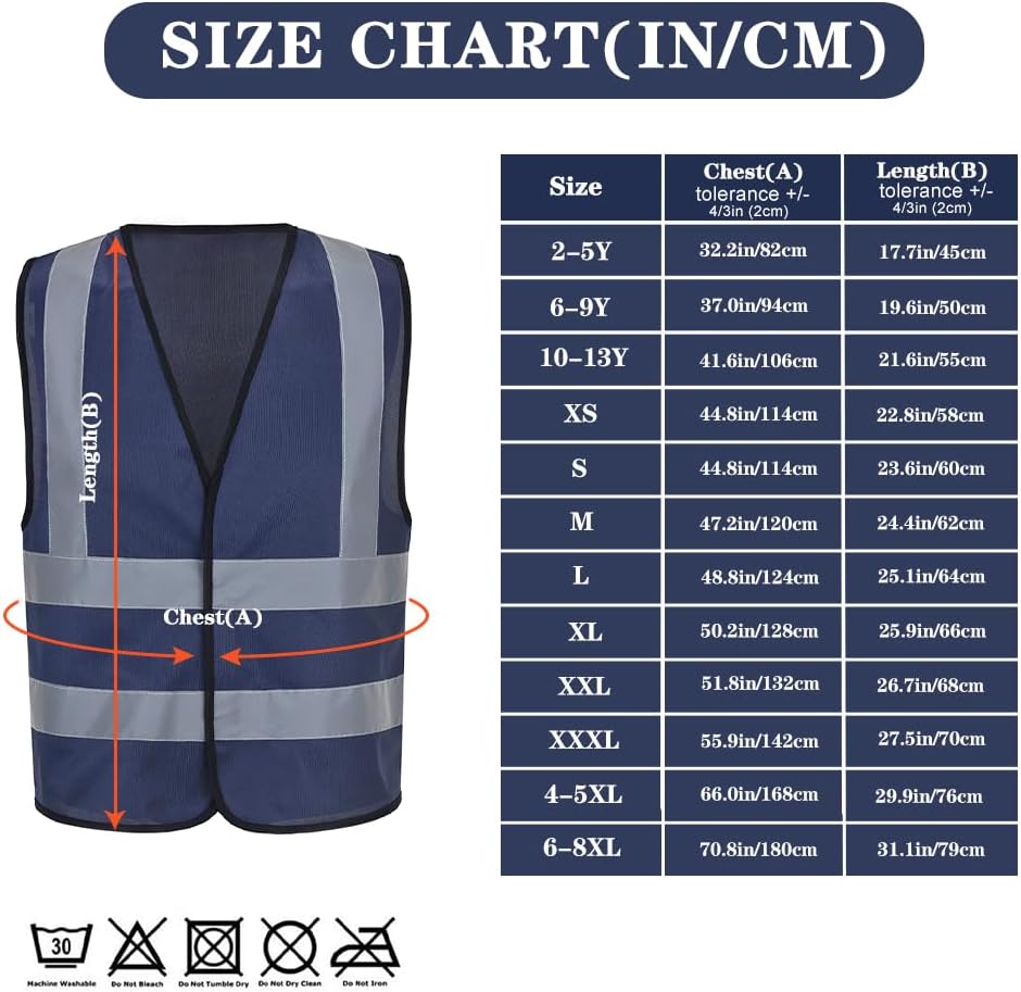 AYKRM 12 colour High visibility viz vest hi vis viz reflective work construction safety vest (XS-8XL) - Colors A