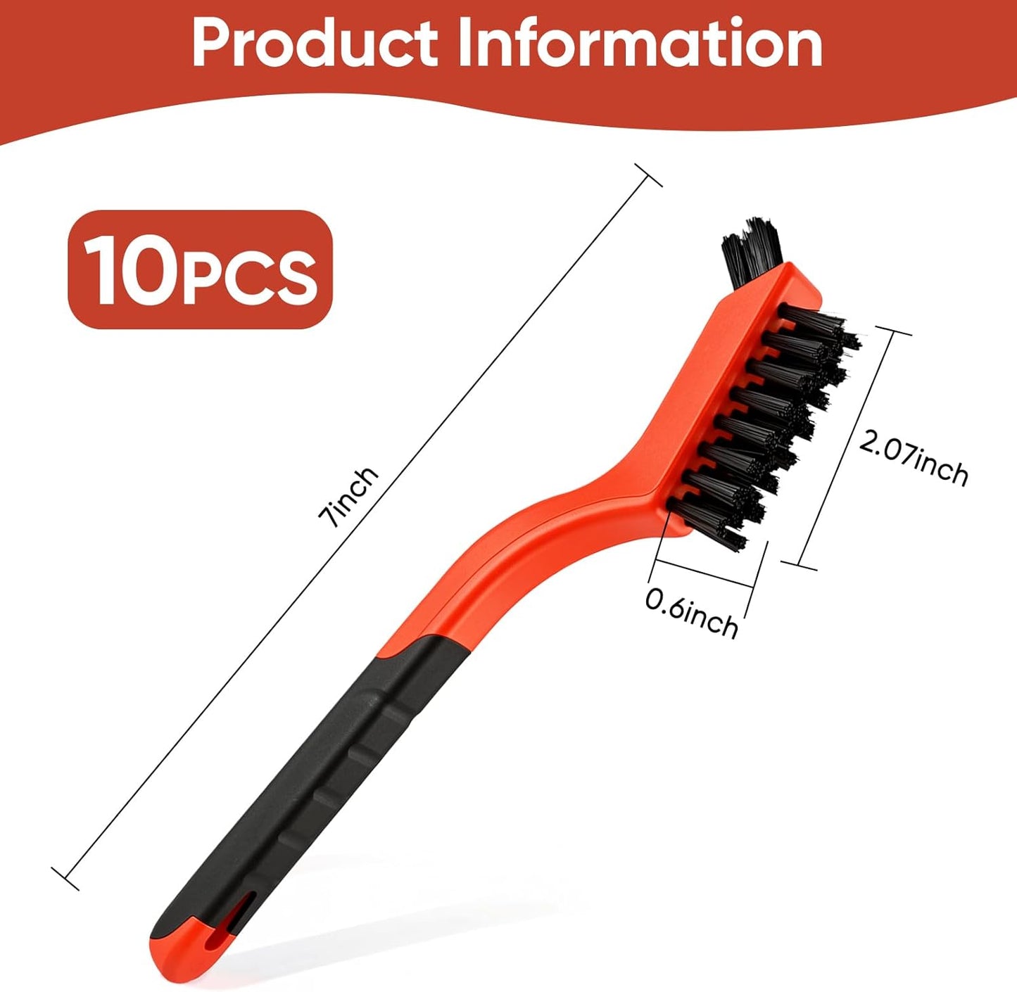 10PCS Nylon Cleaning Brushes for Tight Spaces, Non Scratch Detail Cleaning Brush Set for Window Tracks, Kitchen, Bathroom, Keyboard, Car Detailing & Household Cleaning