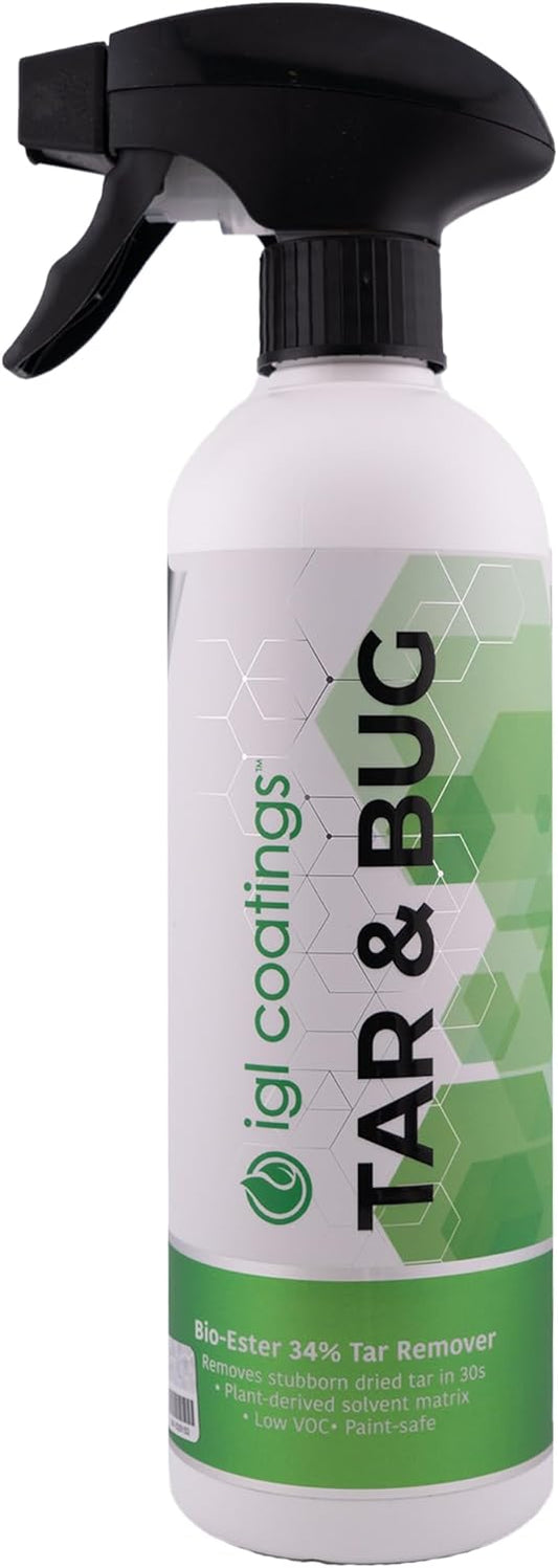 IGL Coatings Tar & Bug – 500ml Bio-Ester Formula, Fast 30-Second Tar & Debris Removal, Biodegradable, Low VOC, No Naphtha or D-Limonene – Safe on Paint, Metal, Glass & Coated Services