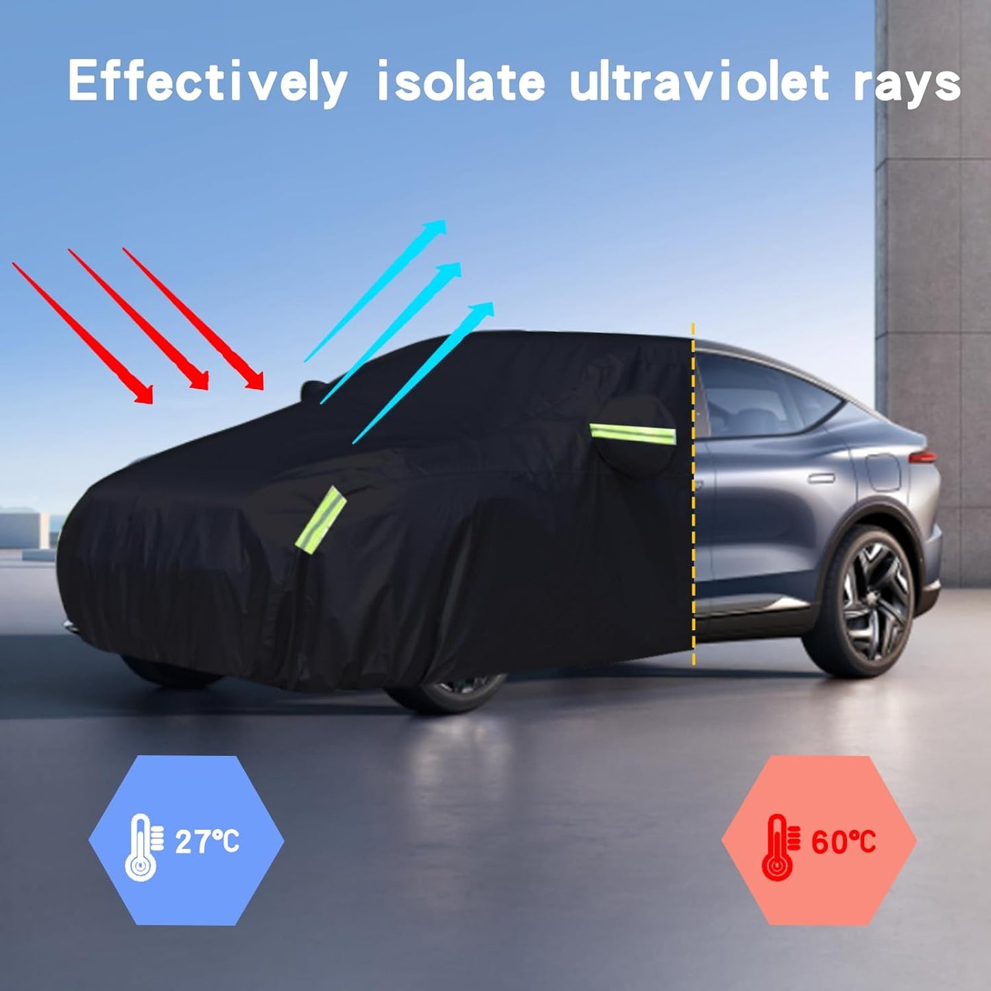 Car Cover for Sedan, Car Cover Waterproof All Weather for Automobiles, Outdoor Heavy Duty Full Car Covers Windproof Universal Fit for Sedan 180-185 inch
