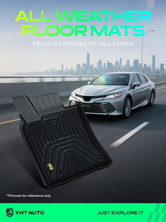 YHTAUTO Floor Mats Compatible with Toyota Avalon 2019-2023, TPE Floor Liners All-Weather Protection Custom Fit, 1st & 2nd Row, Set of 3
