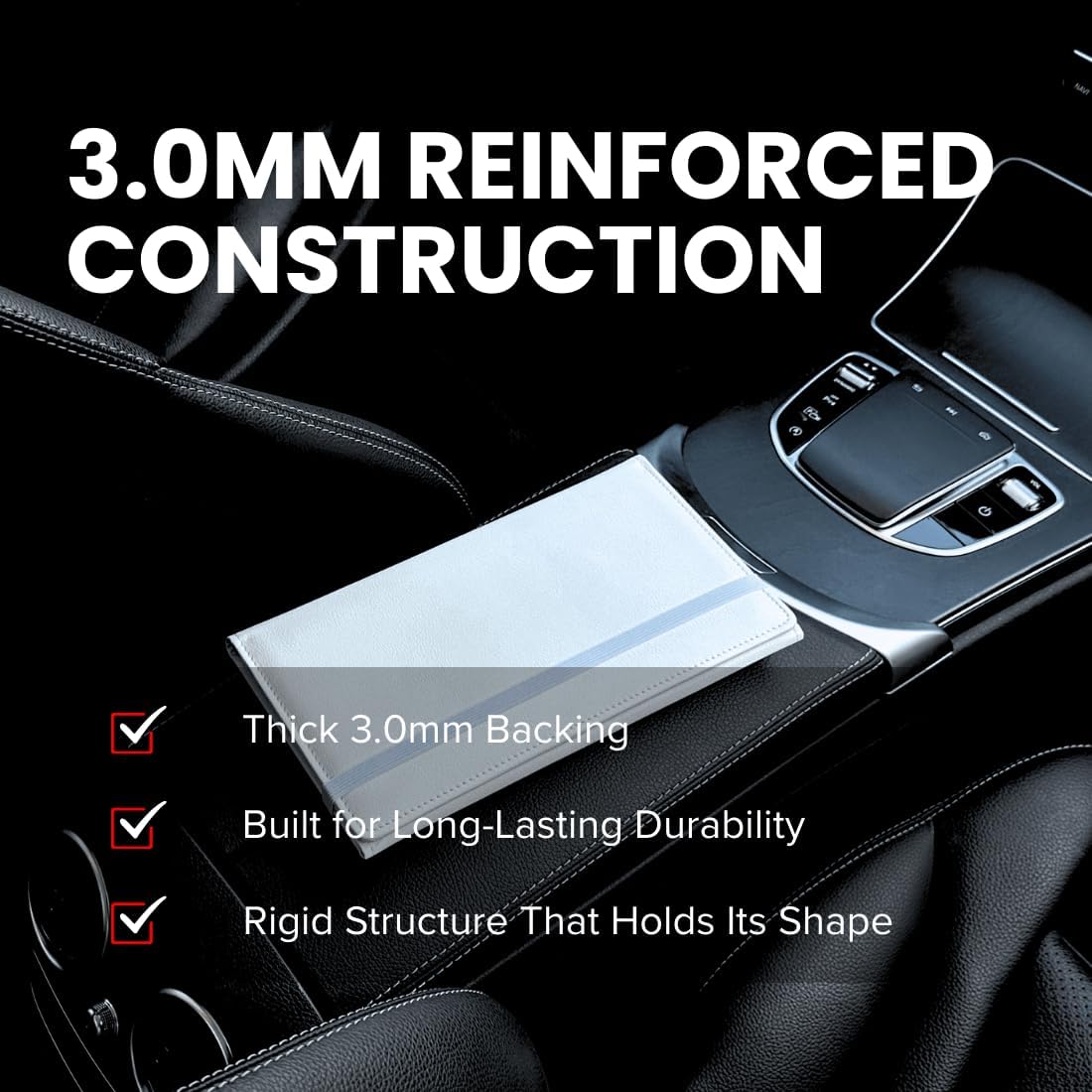 LINTRU Car Registration and Insurance Holder Trifold, Oversized Fit with Reinforced Construction, Matte PU Leather Vehicle Glove Box Organizer for Documents, Car Accessories for Men and Women