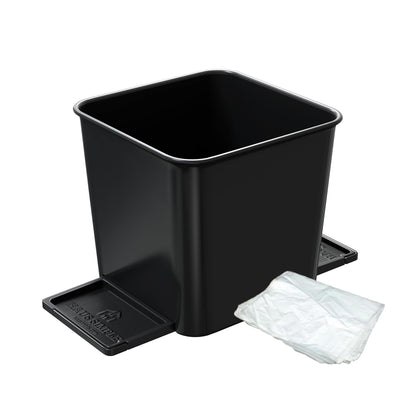 Car Trash Can with Stability Wings – Leakproof Portable Garbage Bin for Fabric & Rubber Mats – Compact Durable Plastic Auto Organizer for Cars, SUVs, Trucks (Black, Large)
