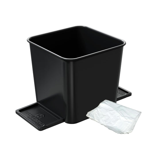 Car Trash Can with Stability Wings – Leakproof Portable Garbage Bin for Fabric & Rubber Mats – Compact Durable Plastic Auto Organizer for Cars, SUVs, Trucks (Black, Large)