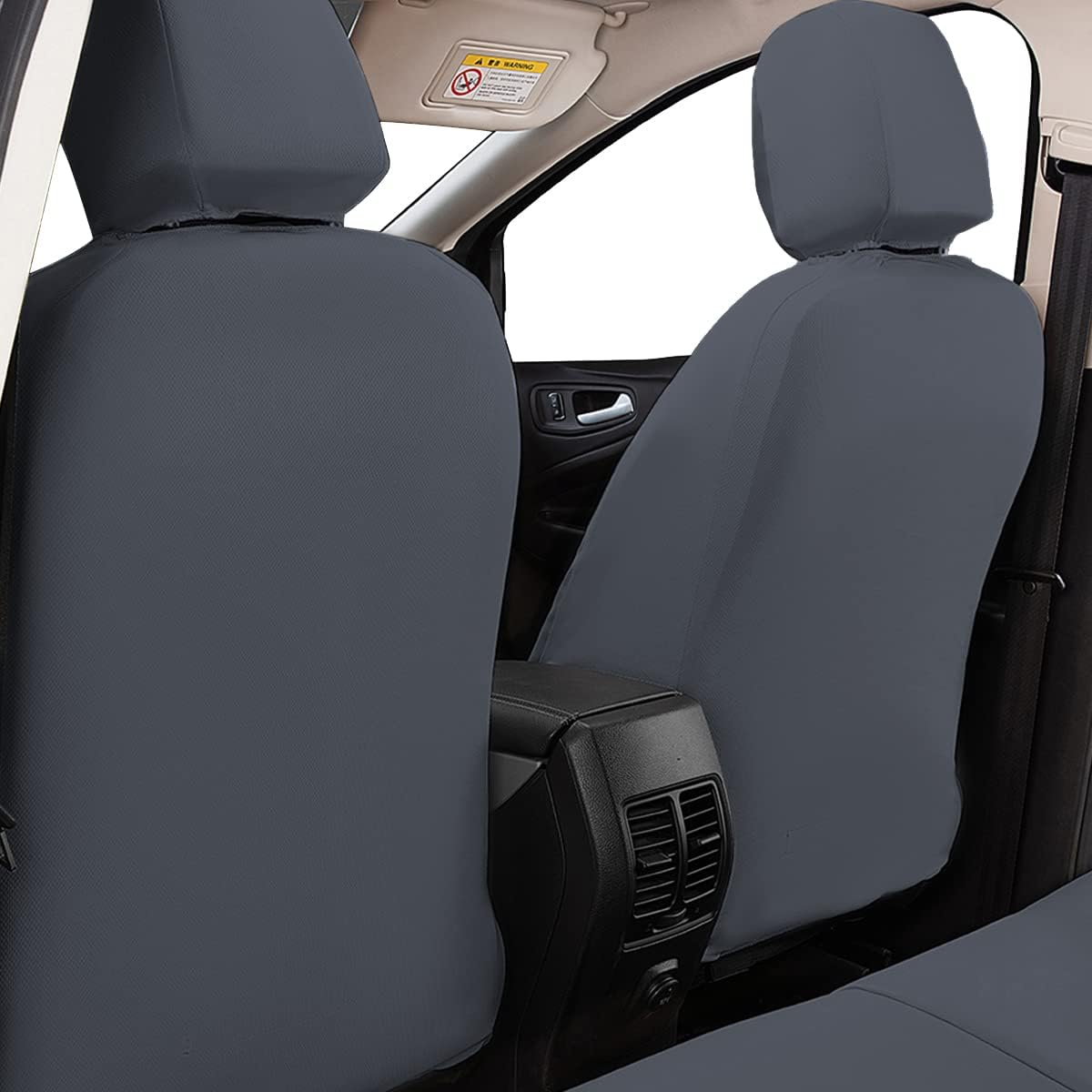 Flying Banner Carbon Fiber Leather Vehicle Seat Covers, Leopard Gray Black, Universal Fit - 8PCS