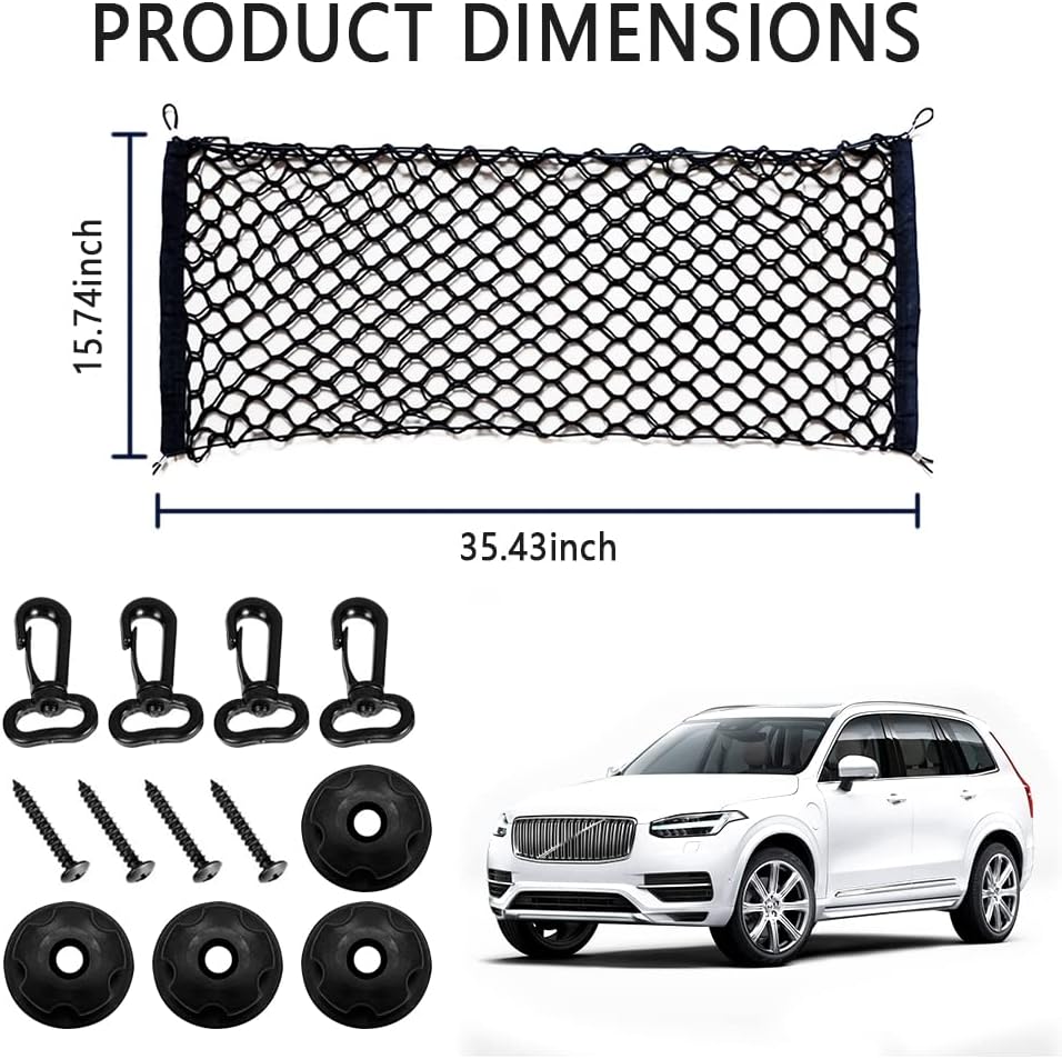 Car Rear Cargo Net with Good Elasticity&Tensile Strength Trunk Net Organizer for SUV Truck,Ideal Car Net Keeps Overlanding Accessories (L 43.3''x15.74'')