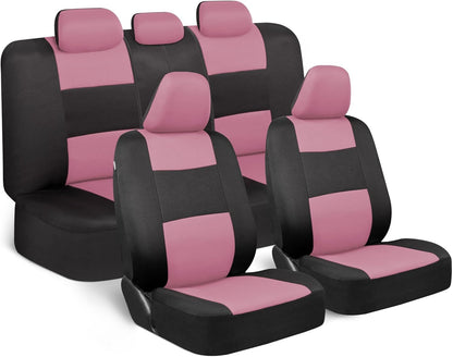 BDK PolyPro Car Seat Covers Full Set in Charcoal on Black – Front and Rear Split Bench for Cars, Easy to Install Cover Set, Accessories Auto Trucks Van SUV
